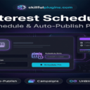 Interface of Pinterest Scheduler showing scheduling options and analytics.