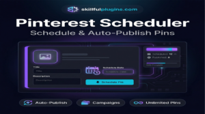 Interface of Pinterest Scheduler showing scheduling options and analytics.